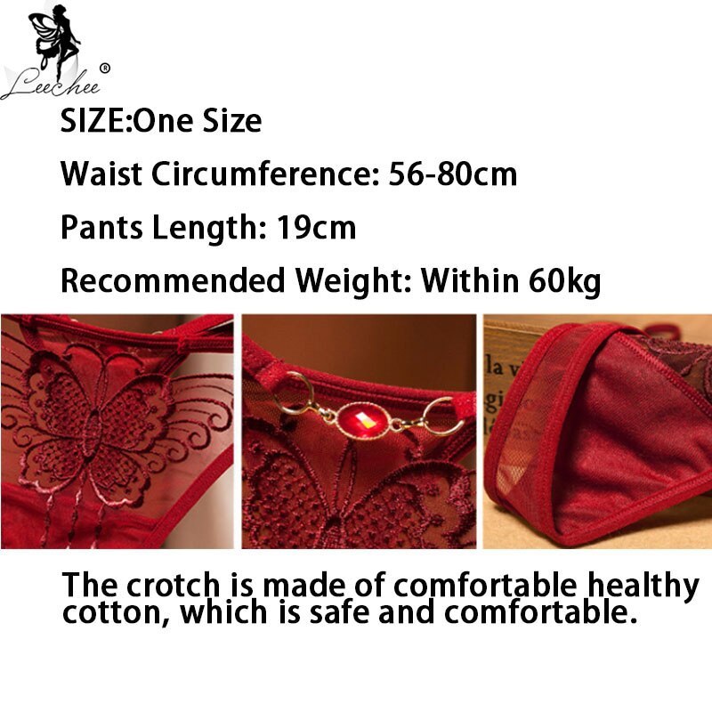 Leechee Sexy Lace Panties Women Underwear Fashion Pearl Accessories Briefs Thongs  Low Rise  G-string