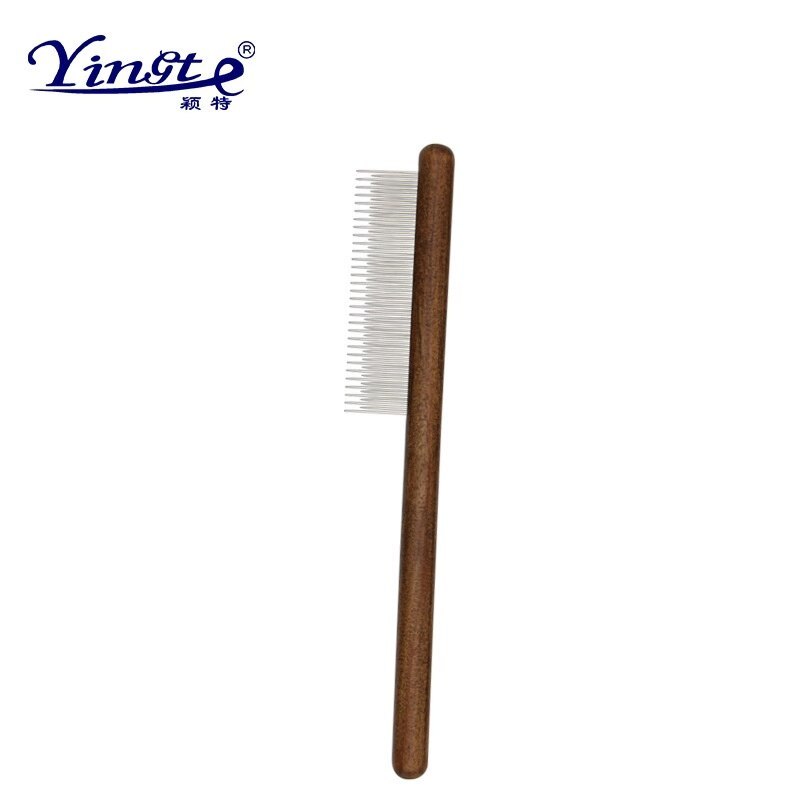 Pet Dog Cat Comb Walnut Wooden Hair Fur Shedding Trimmer Pet Cat Grooming Comb Stainless Steel Needle Comb Pet Supplies Products