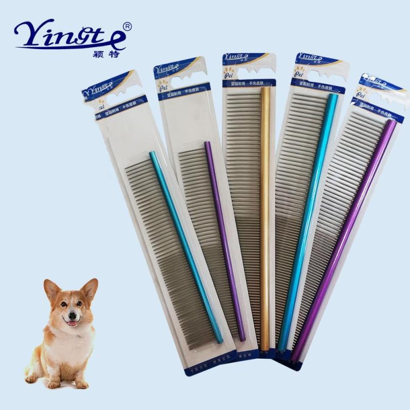 Colorful Pet Metal Comb Dog Stainless Steel Pet Dog Cat Pin Comb Hair Remover Brushes Pets Grooming Tools Pets Products Supplies