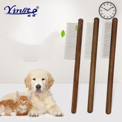 Pet Dog Cat Comb Walnut Wooden Hair Fur Shedding Trimmer Pet Cat Grooming Comb Stainless Steel Needle Comb Pet Supplies Products
