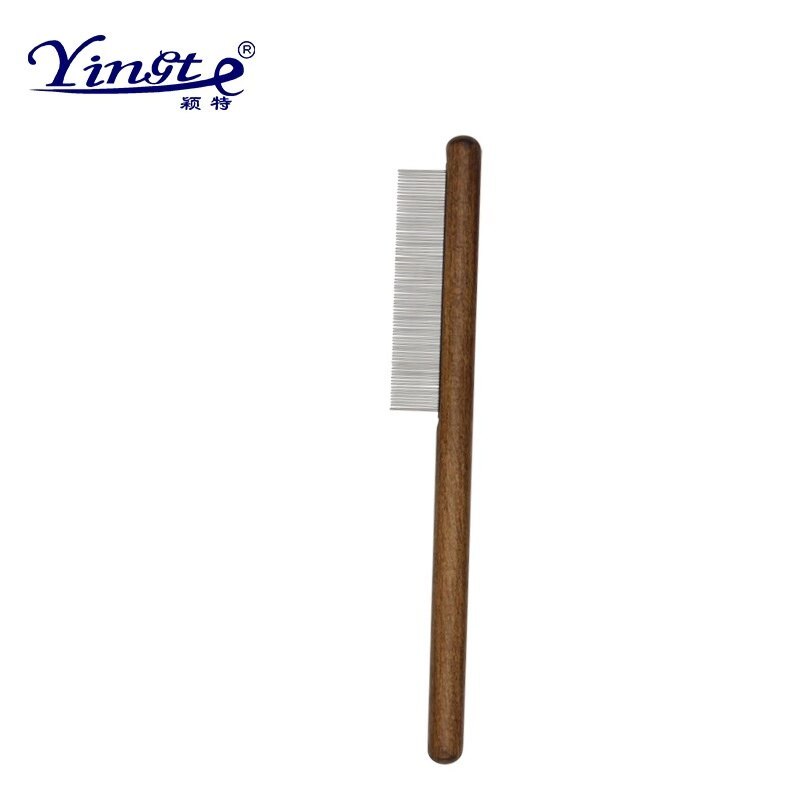 Pet Dog Cat Comb Walnut Wooden Hair Fur Shedding Trimmer Pet Cat Grooming Comb Stainless Steel Needle Comb Pet Supplies Products