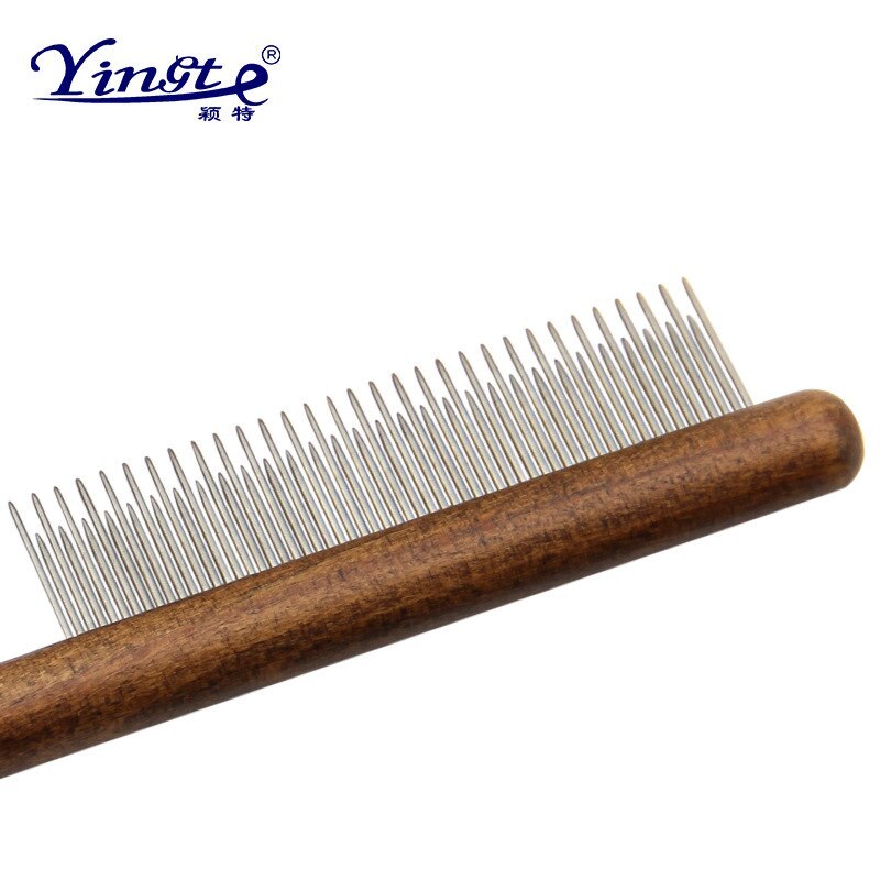 Pet Dog Cat Comb Walnut Wooden Hair Fur Shedding Trimmer Pet Cat Grooming Comb Stainless Steel Needle Comb Pet Supplies Products