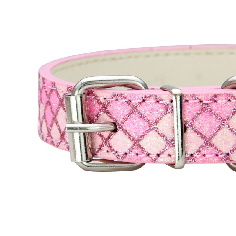 Pet Dog Collar PU Brilliant Plaid Adjustable Pet Dogs Cats Collars Control Handle Training Pet Cat Dog Collar Pet Supplies