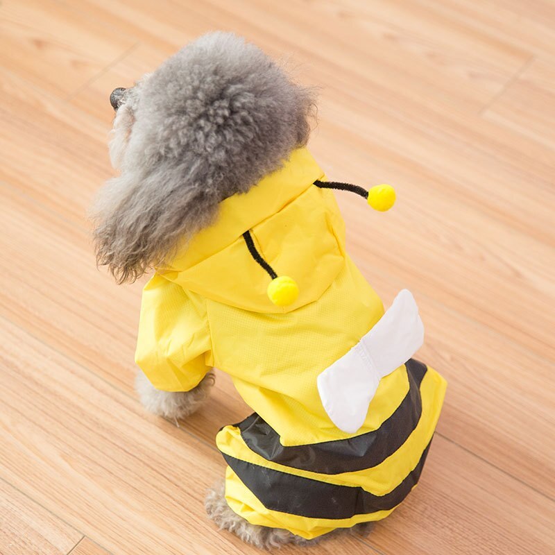 Waterproof Dog Raincoat With Hood Cute Bee Pet Dog Puppy Rain Coat Cloak Costumes Clothes for Teddy Corgi Schnauzer Bulldog