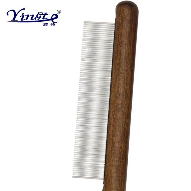 Pet Dog Cat Comb Walnut Wooden Hair Fur Shedding Trimmer Pet Cat Grooming Comb Stainless Steel Needle Comb Pet Supplies Products