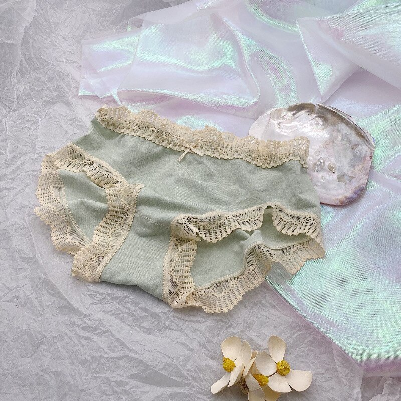 Courtly Style Lady Modal Underwear Feminine Aesthetically Maiden Cotton  Seamless French Lace Briefs Comfortable
