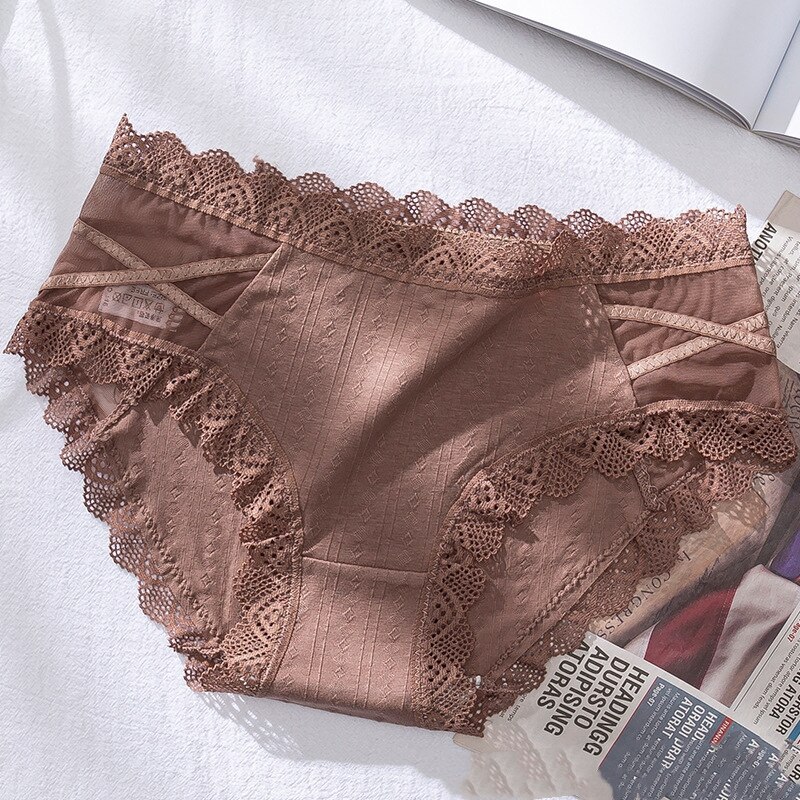 7Colors Cotton Panties Sexy Briefs Lace Women Underwear Lingerie For Female Ladies Mid-Waist Mesh Floral Pantys Underpants