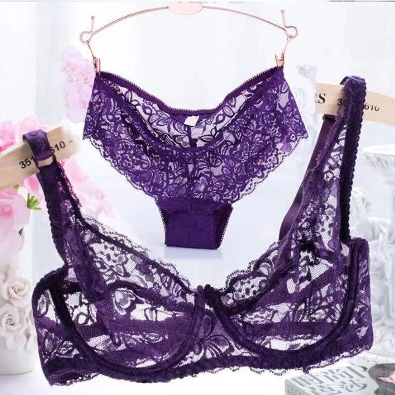 ultra - thin lace sexy bras ladies bra sets women underwear lace underwear intimate noble young girl brassiere sets