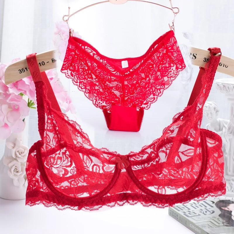 ultra - thin lace sexy bras ladies bra sets women underwear lace underwear intimate noble young girl brassiere sets