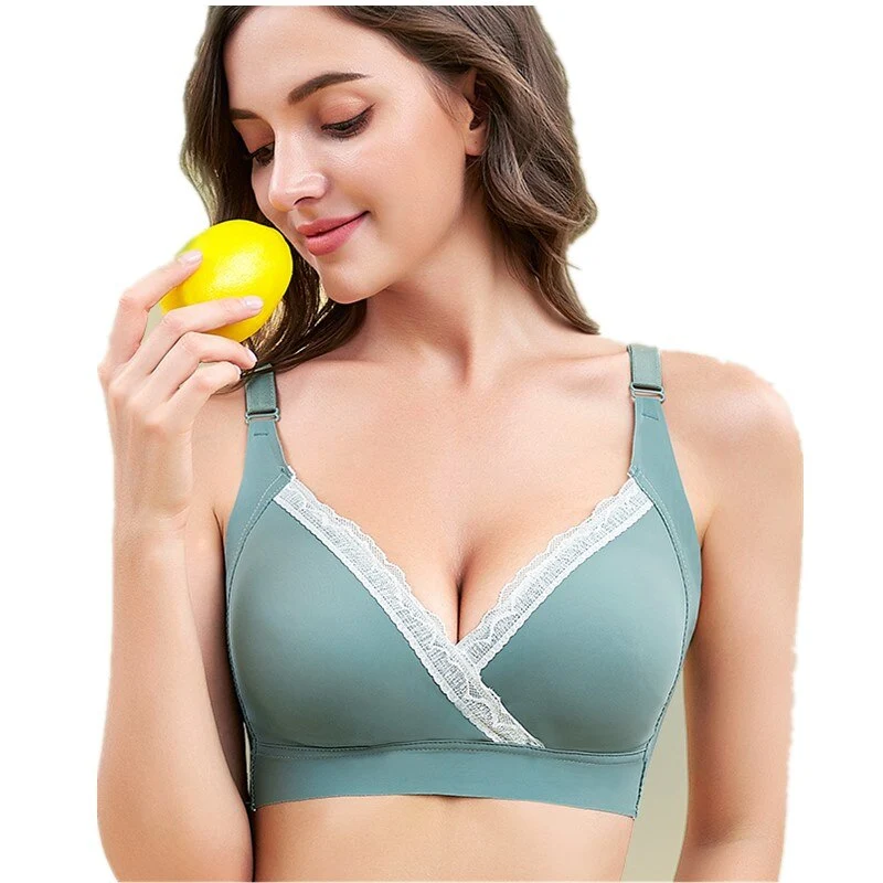 Breast Feeding Bra Large Size without Steel Ring and Mark Gather Cross Ventilation Thin Style  Anti Sagging Nursing Underwear