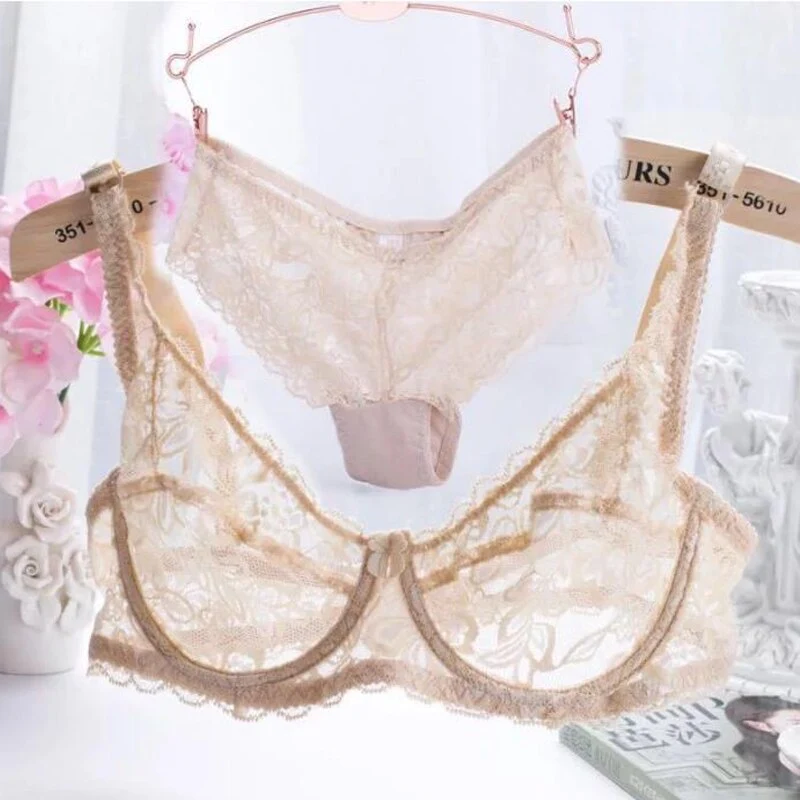 ultra - thin lace sexy bras ladies bra sets women underwear lace underwear intimate noble young girl brassiere sets