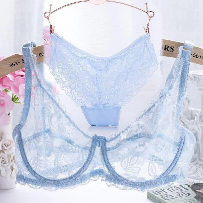 ultra - thin lace sexy bras ladies bra sets women underwear lace underwear intimate noble young girl brassiere sets