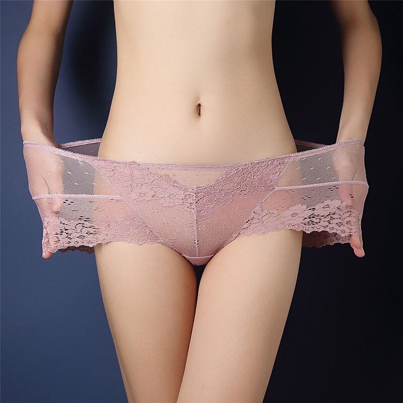 Women's High Waisted Sexy Lace Underwear Traceless Comfortable Breathable  Flower Hollowed Out Briefs Cotton Crotch