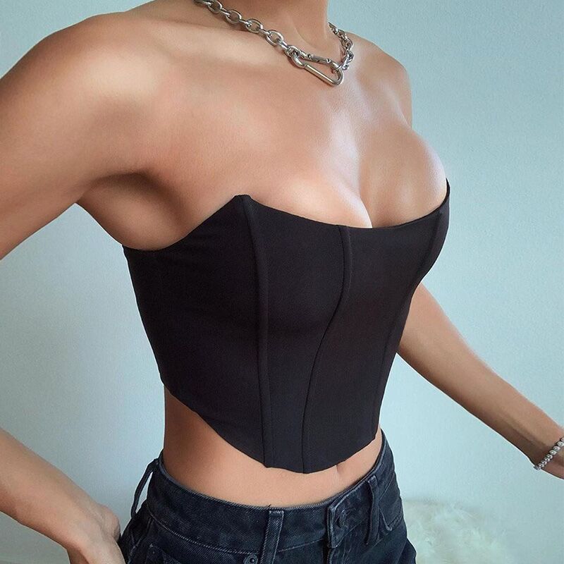 Summer Tops Women Strapless Elastic Boob Bandeau Tube Tops Lingerie Streetwear Backless Breast Wrapping Camisole Crop Top Female