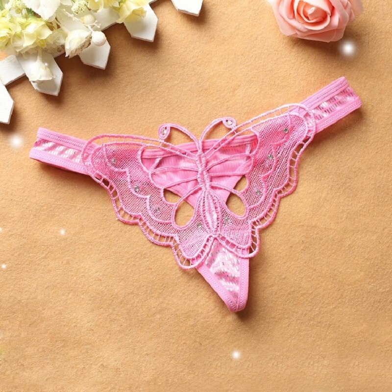 n251 Erotic Underwear Stretch Lady Temptation Transparent Butterfly Embroidery T Pants Hollow Out Sexy Lingerie Costumes