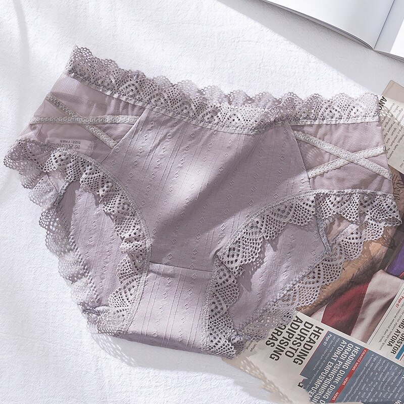 7Colors Cotton Panties Sexy Briefs Lace Women Underwear Lingerie For Female Ladies Mid-Waist Mesh Floral Pantys Underpants