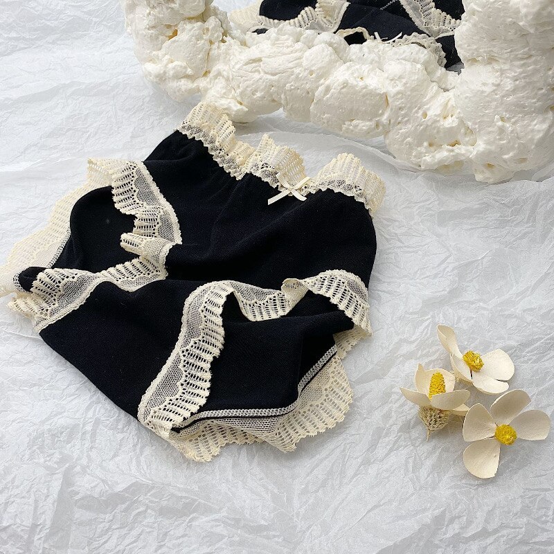 Courtly Style Lady Modal Underwear Feminine Aesthetically Maiden Cotton  Seamless French Lace Briefs Comfortable