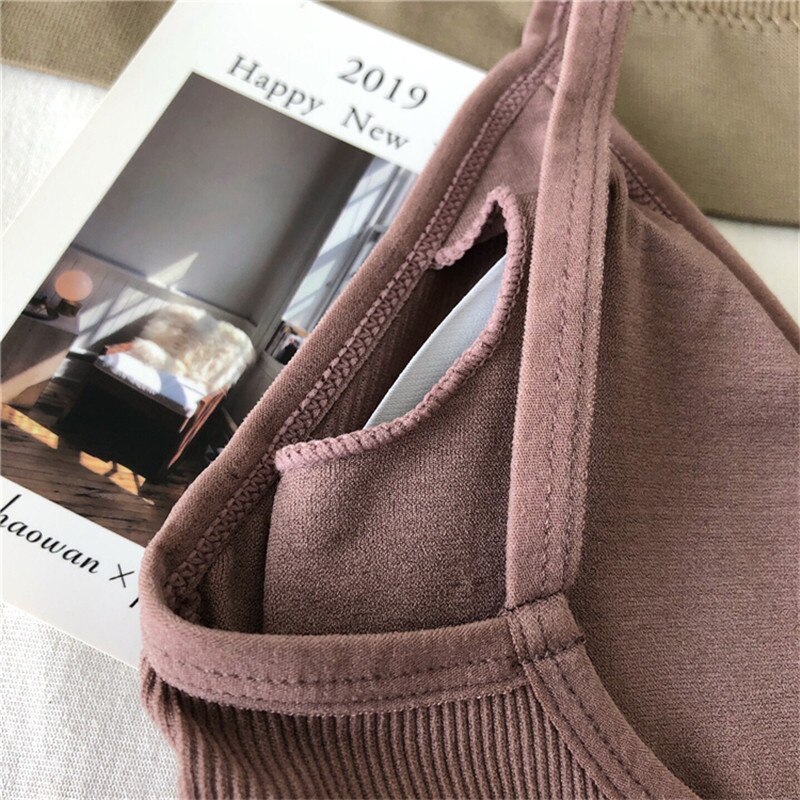 Leechee 2020 Summer Bralette Crop Top Sexy Pink Strappy Suede Cami  Camisole  Casual  Women  Tops  bras  for  women  haut  femme