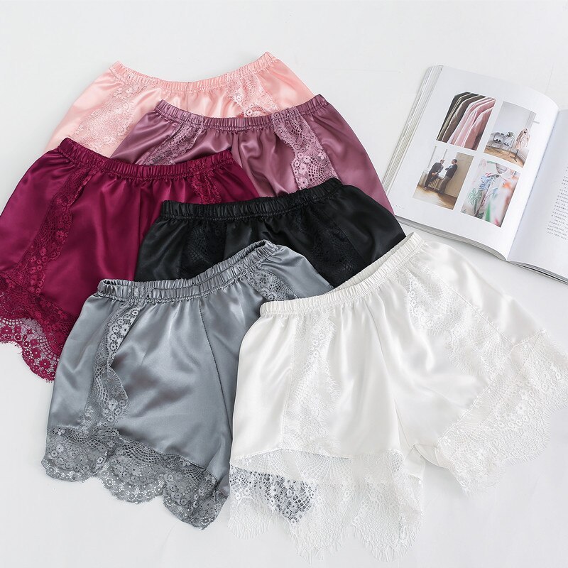 Silk Lace Anti-Empty Women's Summer Shorts, Women's Underwear, Three-Point Bottoming Safety Shorts, Summer Breathable Underwear,