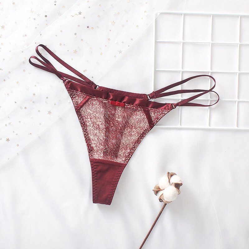 LEECHEE Fashion Sexy Hollow Out G-string Women Transparent Underwear Lace Luxury Sex Panties Thong Crotch Cotton Briefs Lingerie