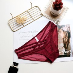 Leechee French Sexy Seduction Girl  Bandag Hollow Out Women Lace Underwear Female  Comfortable Low Waist Transparent Mesh Briefs