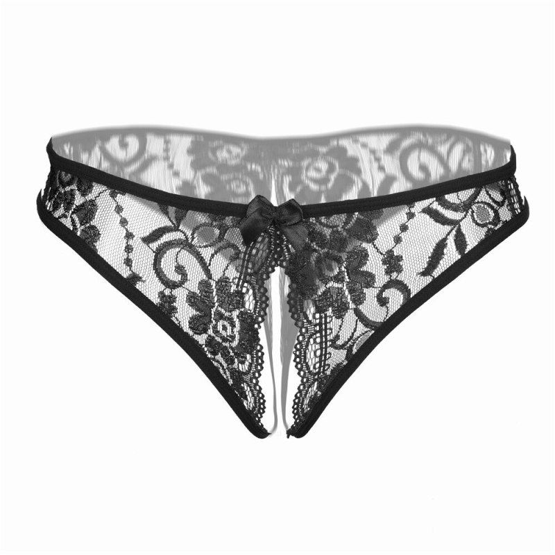 Women Sexy Lingerie hot erotic sexy panties Open lace  porn lace underwear Crotchless underpants sex wear briefs with bow front