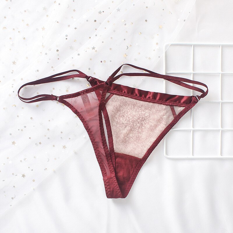 LEECHEE Fashion Sexy Hollow Out G-string Women Transparent Underwear Lace Luxury Sex Panties Thong Crotch Cotton Briefs Lingerie