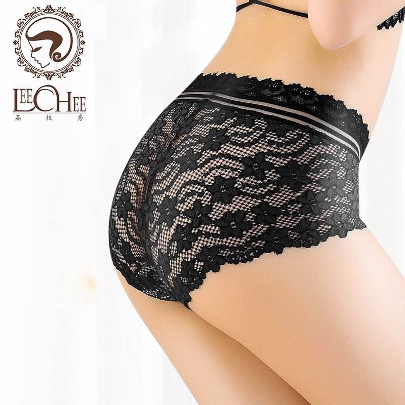 Leechee Sexy Female Breathable Briefs Seamless Lace Mid-Waist Women's Panties Graphene Plus Size Female's Underpants