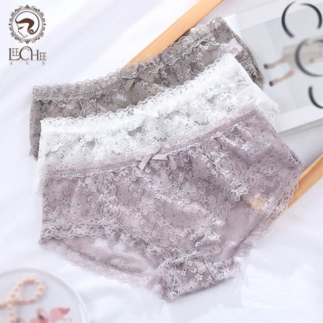 Leechee Bow Lace Cotton Crotch Panties Women‘s Seamless Lingerie Comfortable Underwear Mid-Waist Ladies Briefs Female Intimates