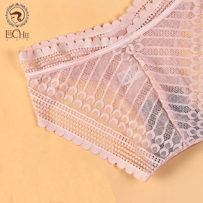 New Fashion Satin French Lace Sexy Panties Ladies Comfortable Underwear Luxury Mid Waist Translucent Cotton Briefs Women