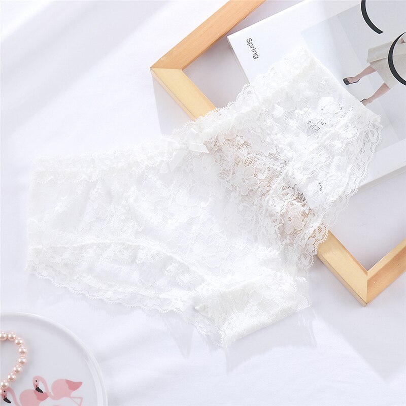 Leechee Bow Lace Cotton Crotch Panties Women‘s Seamless Lingerie Comfortable Underwear Mid-Waist Ladies Briefs Female Intimates