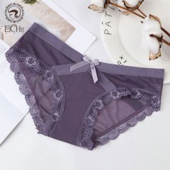 Leechee Bow Lace Fashion Panties Women Seamless Cotton Lingerie Comfortable Underwear Low-Waist Ladies Briefs Female Intimates