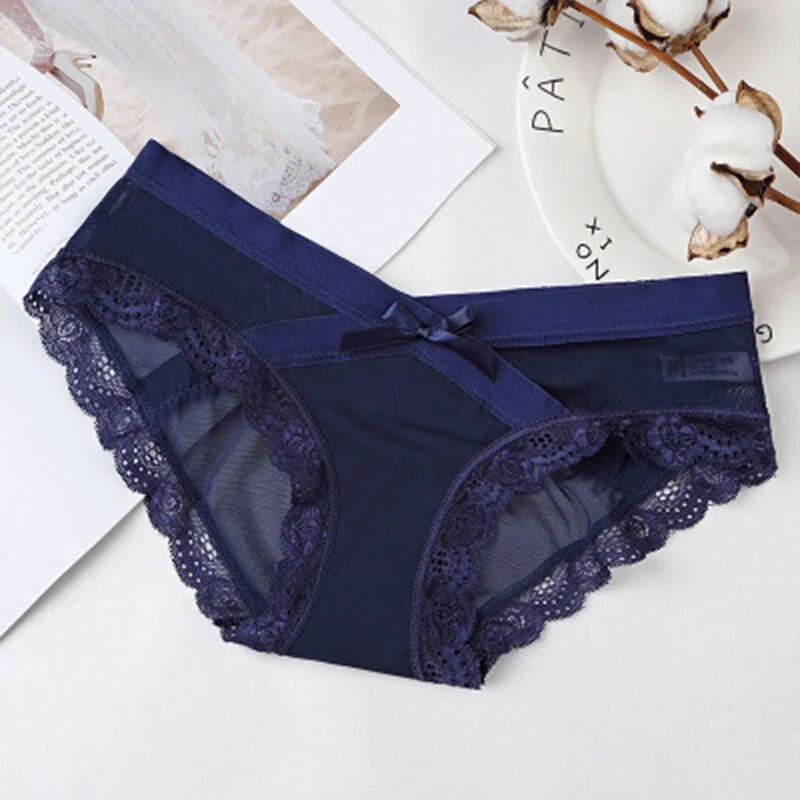 Leechee Bow Lace Fashion Panties Women Seamless Cotton Lingerie Comfortable Underwear Low-Waist Ladies Briefs Female Intimates