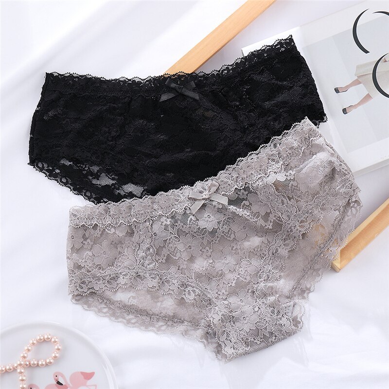 Leechee Bow Lace Cotton Crotch Panties Women‘s Seamless Lingerie Comfortable Underwear Mid-Waist Ladies Briefs Female Intimates