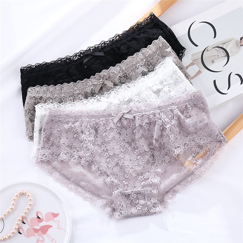 Leechee Bow Lace Cotton Crotch Panties Women‘s Seamless Lingerie Comfortable Underwear Mid-Waist Ladies Briefs Female Intimates