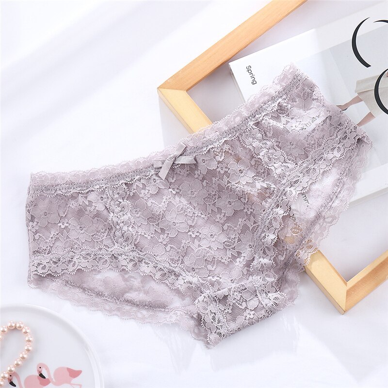 Leechee Bow Lace Cotton Crotch Panties Women‘s Seamless Lingerie Comfortable Underwear Mid-Waist Ladies Briefs Female Intimates