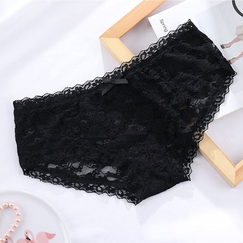 Leechee Bow Lace Cotton Crotch Panties Women‘s Seamless Lingerie Comfortable Underwear Mid-Waist Ladies Briefs Female Intimates