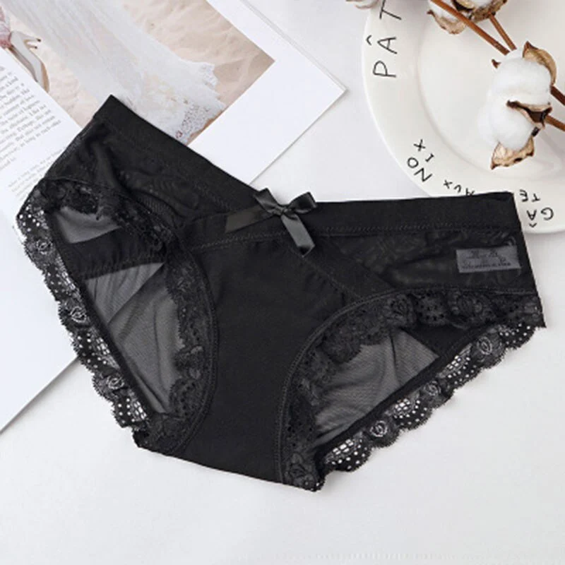 Leechee Bow Lace Fashion Panties Women Seamless Cotton Lingerie Comfortable Underwear Low-Waist Ladies Briefs Female Intimates