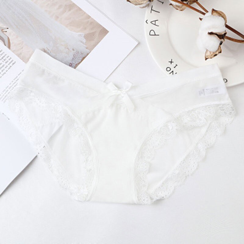 Leechee Bow Lace Fashion Panties Women Seamless Cotton Lingerie Comfortable Underwear Low-Waist Ladies Briefs Female Intimates