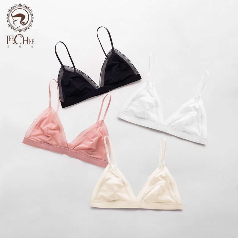 LEECHEE New Mulfruits Silk Brassiere for Women Sexy Lace Lingerie Ultra-Thin French Style Comfortable Bralette No Rim Bra Push-Up
