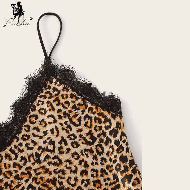 LEECHEE For Ladies Leopard Split Pajamas Breathable Pijamas