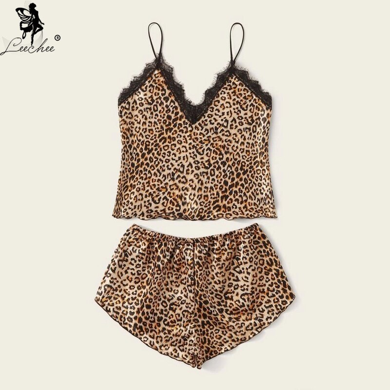 LEECHEE For Ladies Leopard Split Pajamas Breathable Pijamas