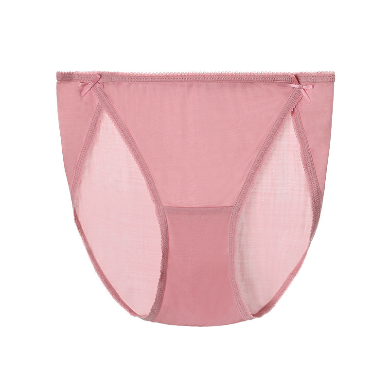 Pure  silk bow low waist women's briefs