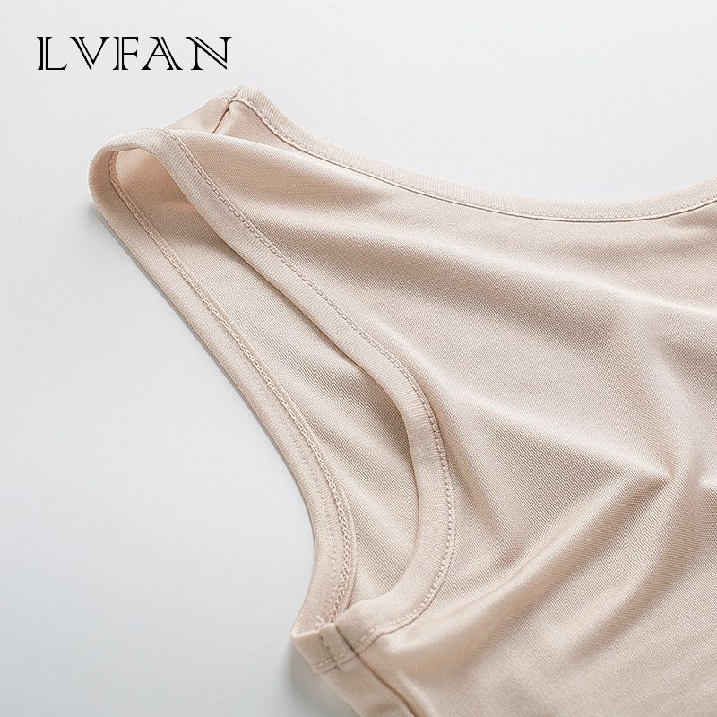 Natural silk women's vest summer sleeveless  silk knitted comfortable fabric new tank top short Comfortable LVFAN Y009