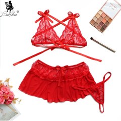Leechee New Sexy Lingerie set Red Women's underwear Three-Point Sexy set