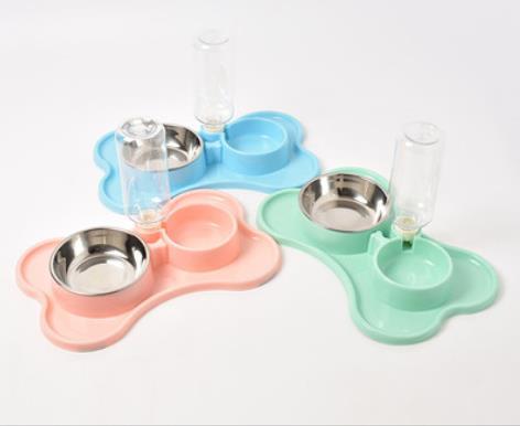 Pet supplies dog automatic water dispenser double bowl dog double bowl pet food basin Teddy fadou pet bowl