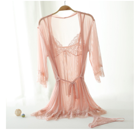 Three sets of lace sexy nightgown European and American adult sexy underwear see-through dress women's net strap nightdress