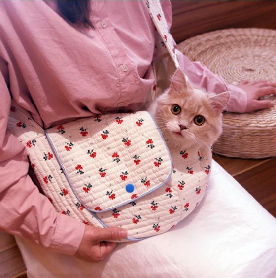 Dog Puppy Bag Handmade Pet Cat Kitten Carrier Outdoor Travel Handbag Canvas Single Shoulder Bag Tote Shoulder Bag Breathable