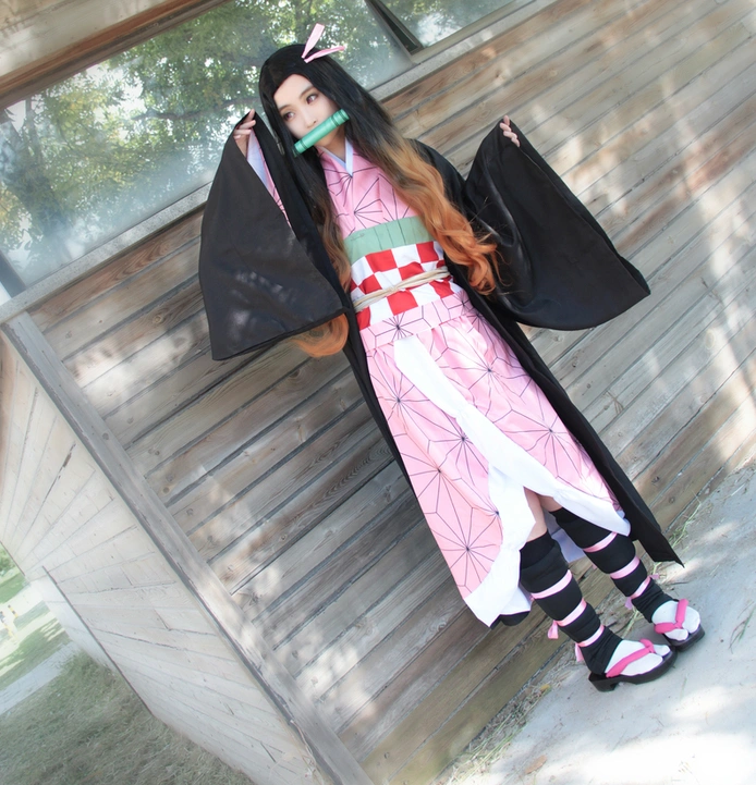 Demon Slayer  Kimetsu no Yaiba Kamado Nezuko Cosplay Suit Without Shoes