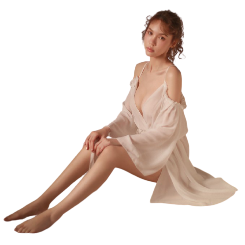 Sexy Underwear Female Feeling Large Size Transparent Chiffon Nightdress Emotional Temptation Pajamas Kimono Uniform Temptation